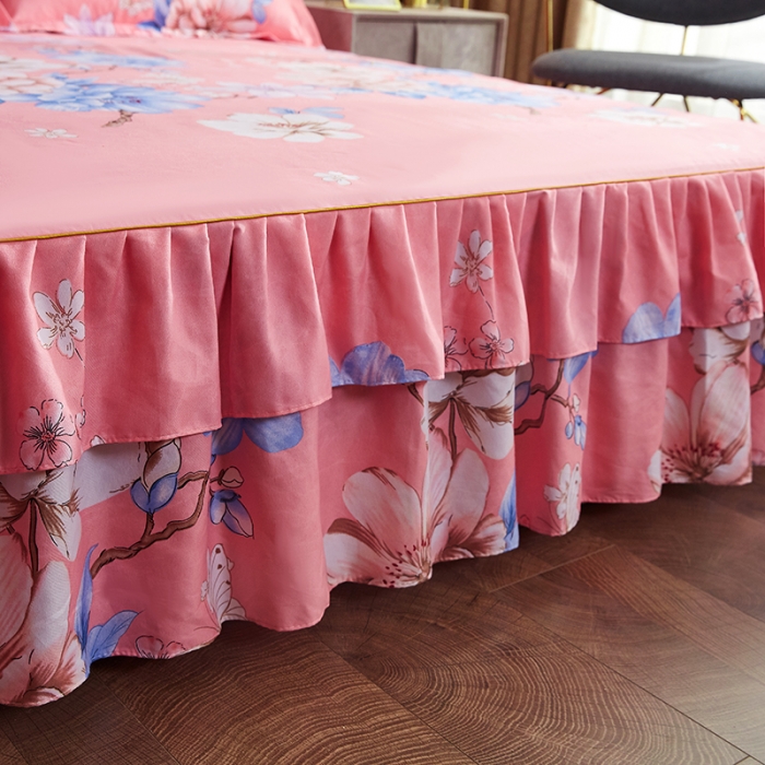 91家纺网 家纺一手货源 找家纺 梦柏 2020新款加厚磨毛四件套小版 幸福花开-粉