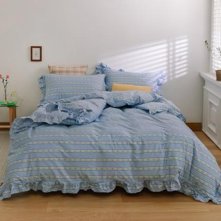 91家纺网 家纺一手货源 找家纺 （总）窝米 2020新款全棉韩式公主风花边工艺款格子系列