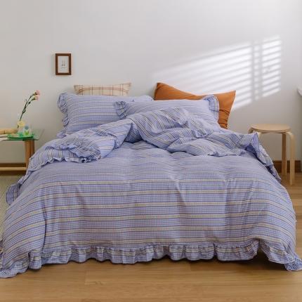 91家纺网 家纺一手货源 找家纺 （总）窝米 2020新款全棉韩式公主风花边工艺款格子系列