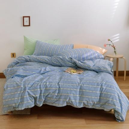 91家纺网 家纺一手货源 找家纺 （总）窝米2020新款全棉韩式公主风花边普通款四件套格子系列