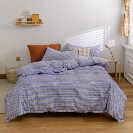 91家纺网 家纺一手货源 找家纺 （总）窝米2020新款全棉韩式公主风花边普通款四件套格子系列