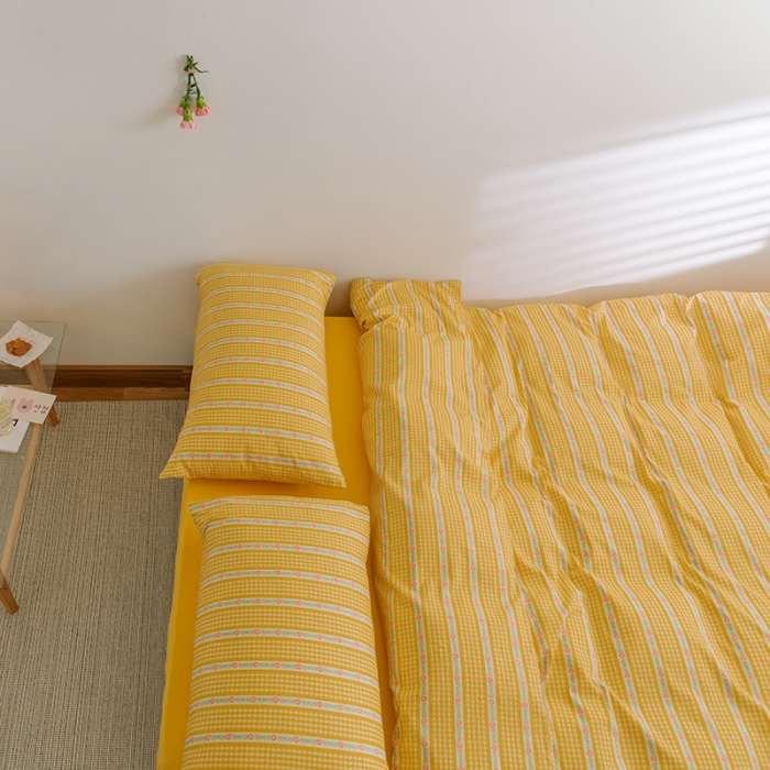 91家纺网 家纺一手货源 找家纺 （总）窝米2020新款全棉韩式公主风花边普通款四件套格子系列