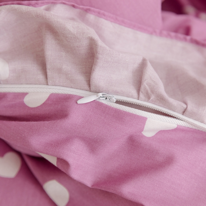 91家纺网 家纺一手货源 找家纺 窝米 2020新款全棉韩式公主风花边工艺款格子系列 爱心紫