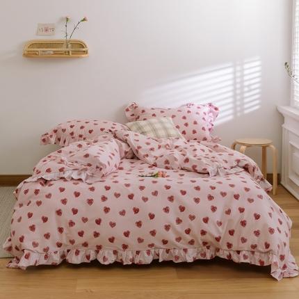 91家纺网 家纺一手货源 找家纺 窝米 2020新款全棉韩式公主风花边工艺款格子系列 甜心