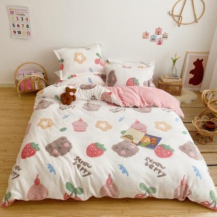 91家纺网 家纺一手货源 找家纺 川悦生活 2020新款雪花绒四件套 果子蛋糕