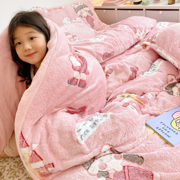 91家纺网 家纺一手货源 找家纺 川悦生活 2020新款雪花绒四件套 城堡女孩