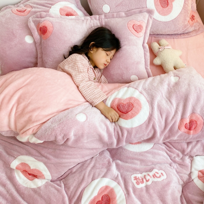 91家纺网 家纺一手货源 找家纺 川悦生活 2020新款雪花绒四件套 日系爱语