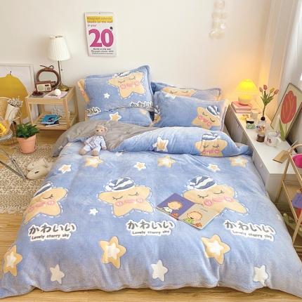 91家纺网 家纺一手货源 找家纺 川悦生活 2020新款雪花绒四件套 晚安星语