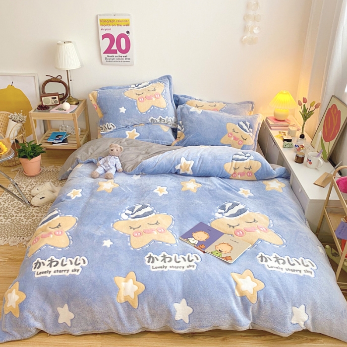 91家纺网 家纺一手货源 找家纺 川悦生活 2020新款雪花绒四件套 晚安星语