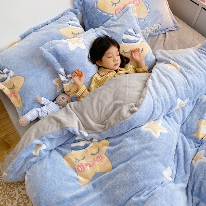 91家纺网 家纺一手货源 找家纺 川悦生活 2020新款雪花绒四件套 晚安星语