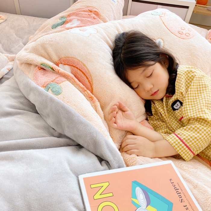 91家纺网 家纺一手货源 找家纺 川悦生活 2020新款雪花绒四件套 日系橘