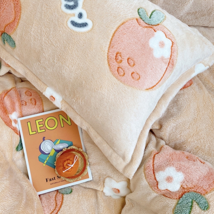 91家纺网 家纺一手货源 找家纺 川悦生活 2020新款雪花绒四件套 日系橘