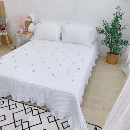 91家纺网 家纺一手货源 找家纺 漫调 2022新款ins风韩版床盖三件套 加油鸭白