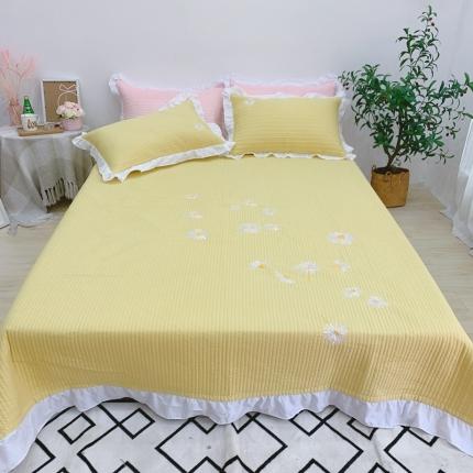 91家纺网 家纺一手货源 找家纺 漫调 2022新款ins风韩版床盖三件套 小雏菊姜黄