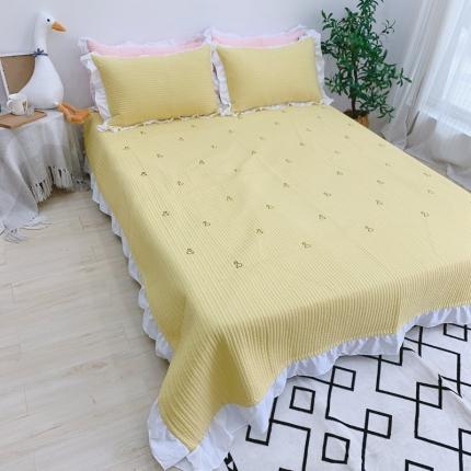 漫调 2022新款ins风韩版床盖三件套 加油鸭姜黄