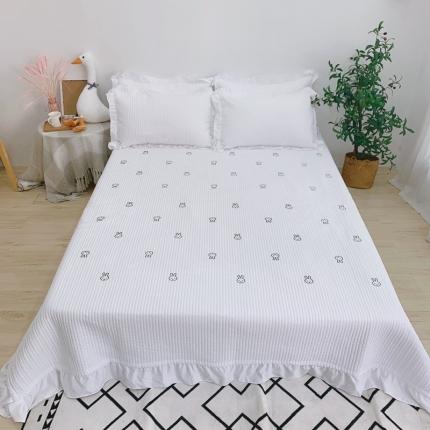 漫调 2022新款ins风韩版床盖三件套 萌兔子白