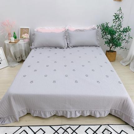 漫调 2022新款ins风韩版床盖三件套 萌兔子灰