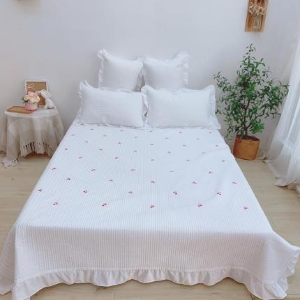 漫调 2022新款ins风韩版床盖三件套 樱桃白