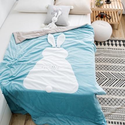 91家纺网 家纺一手货源 找家纺 被靠被 2021新款萌兔多功能盖毯 天蓝