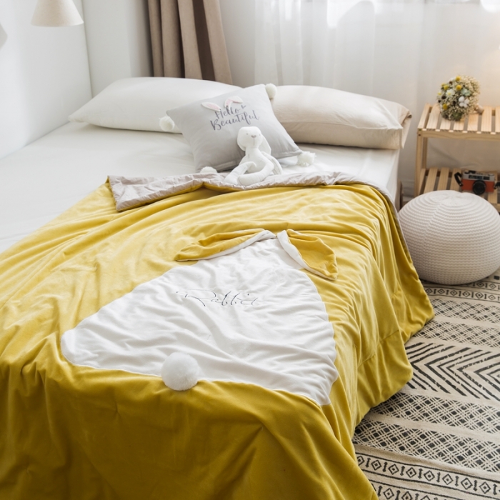 91家纺网 家纺一手货源 找家纺 （总）被靠被 2021新款萌兔多功能盖毯