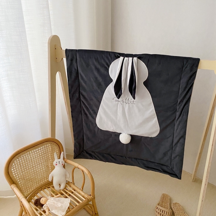 91家纺网 家纺一手货源 找家纺 被靠被 2021新款萌兔多功能盖毯 儿童深灰