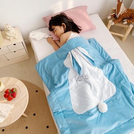 被靠被 2021新款萌兔多功能盖毯 儿童天蓝