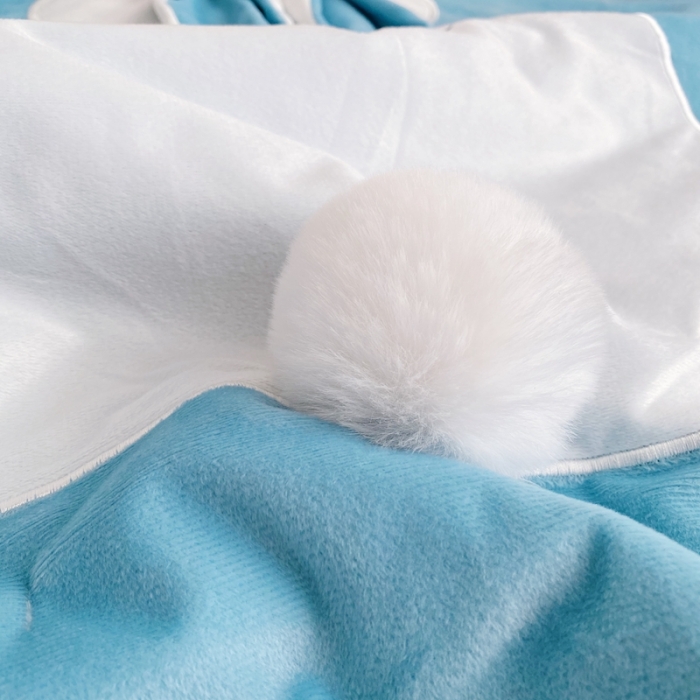 91家纺网 家纺一手货源 找家纺 被靠被 2021新款萌兔多功能盖毯 儿童天蓝