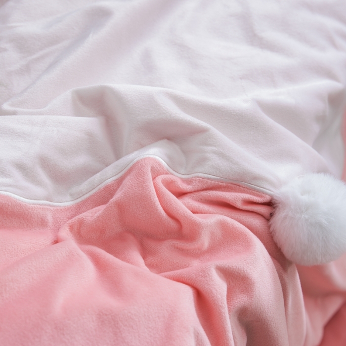 91家纺网 家纺一手货源 找家纺 被靠被 2021新款萌兔多功能盖毯 粉色