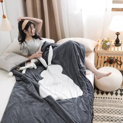 被靠被 2021新款萌兔多功能盖毯 深灰
