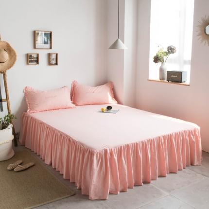 91家纺网 家纺一手货源 找家纺 六巷胡同 2020新款纯色全棉水洗棉单品床裙 梵音粉