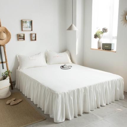 91家纺网 家纺一手货源 找家纺 六巷胡同 2020新款纯色全棉水洗棉单品床裙 流光白