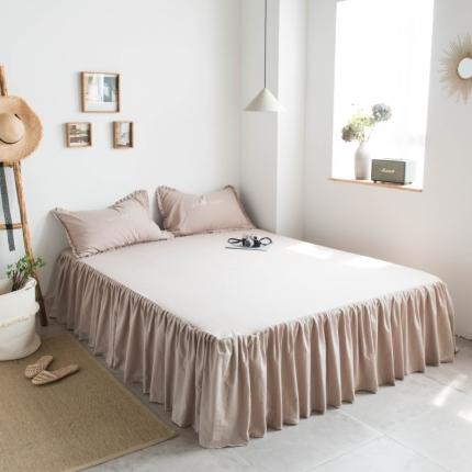 91家纺网 家纺一手货源 找家纺 六巷胡同 2020新款纯色全棉水洗棉单品床裙 落尘驼