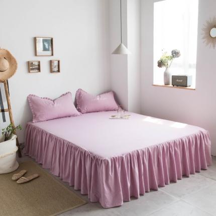 91家纺网 家纺一手货源 找家纺 六巷胡同 2020新款纯色全棉水洗棉单品床裙 霓裳紫