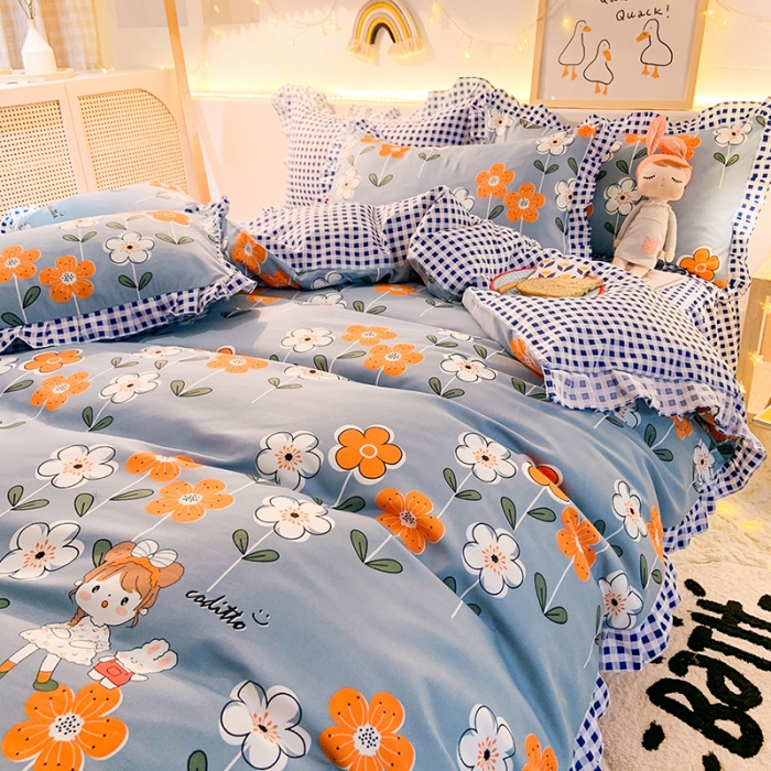 91家纺网 家纺一手货源 找家纺 梦之岛 2020新款加厚磨毛四件套 花房姑娘