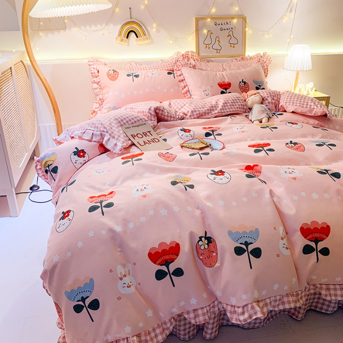 91家纺网 家纺一手货源 找家纺 梦之岛 2020新款加厚磨毛四件套 花语