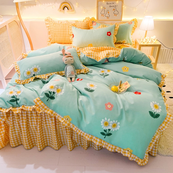 91家纺网 家纺一手货源 找家纺 梦之岛 2020新款加厚磨毛四件套 菊恋