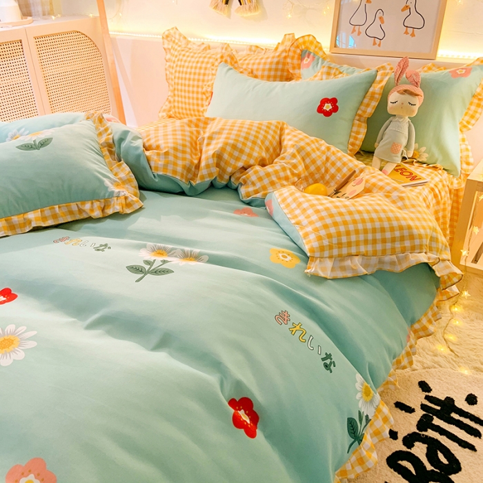 91家纺网 家纺一手货源 找家纺 梦之岛 2020新款加厚磨毛四件套 菊恋