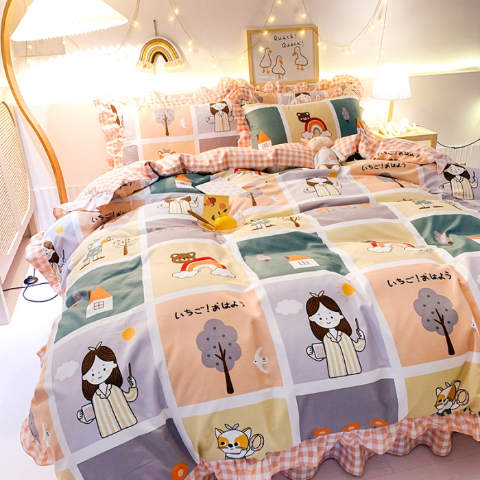 91家纺网 家纺一手货源 找家纺 梦之岛 2020新款加厚磨毛四件套 快乐空间