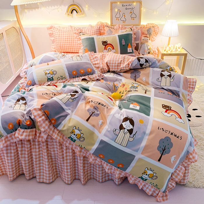 91家纺网 家纺一手货源 找家纺 梦之岛 2020新款加厚磨毛四件套 快乐空间