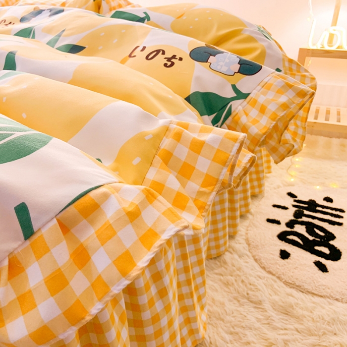 91家纺网 家纺一手货源 找家纺 梦之岛 2020新款加厚磨毛四件套 柠檬女孩