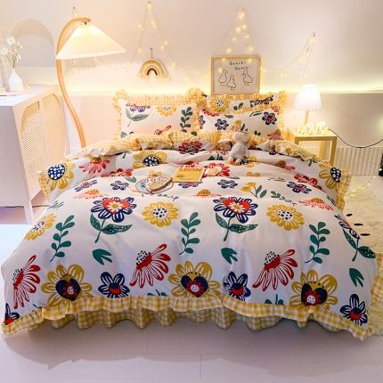 梦之岛 2020新款加厚磨毛四件套 太阳花-黄