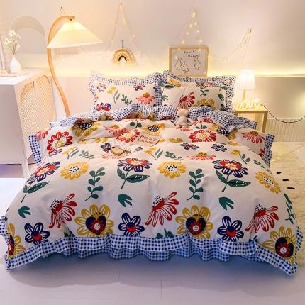 梦之岛 2020新款加厚磨毛四件套 太阳花-蓝