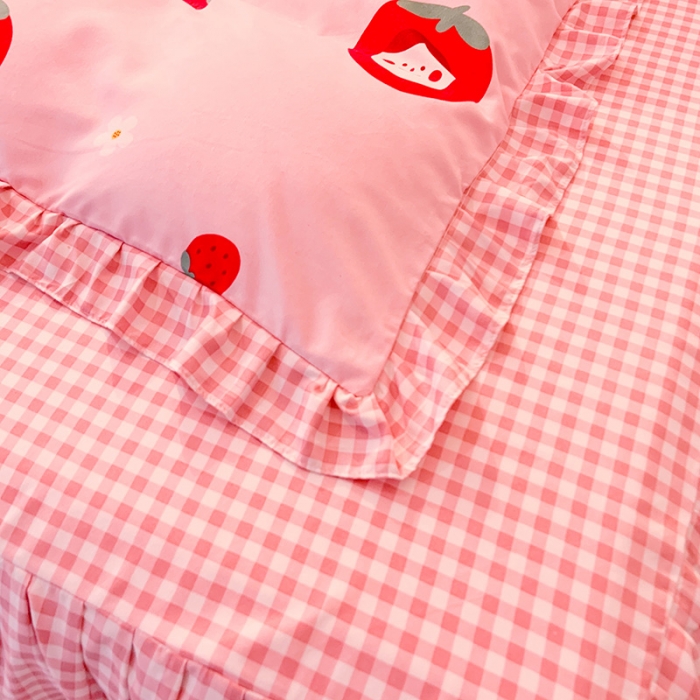 91家纺网 家纺一手货源 找家纺 梦之岛 2020新款加厚磨毛四件套 甜心草莓