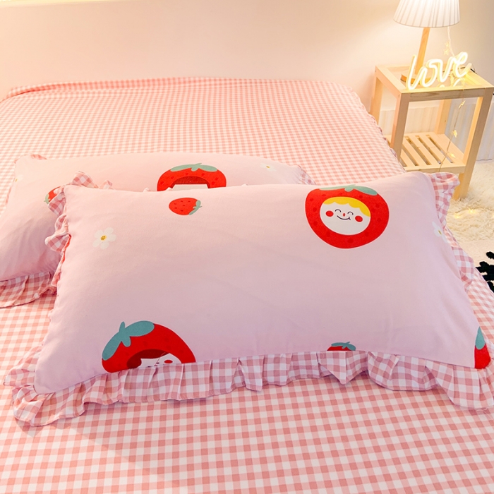 91家纺网 家纺一手货源 找家纺 梦之岛 2020新款加厚磨毛四件套 甜心草莓