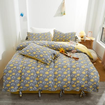 91家纺网 家纺一手货源 找家纺 眠屿 2020新款针织棉四件套 云趣-银河灰