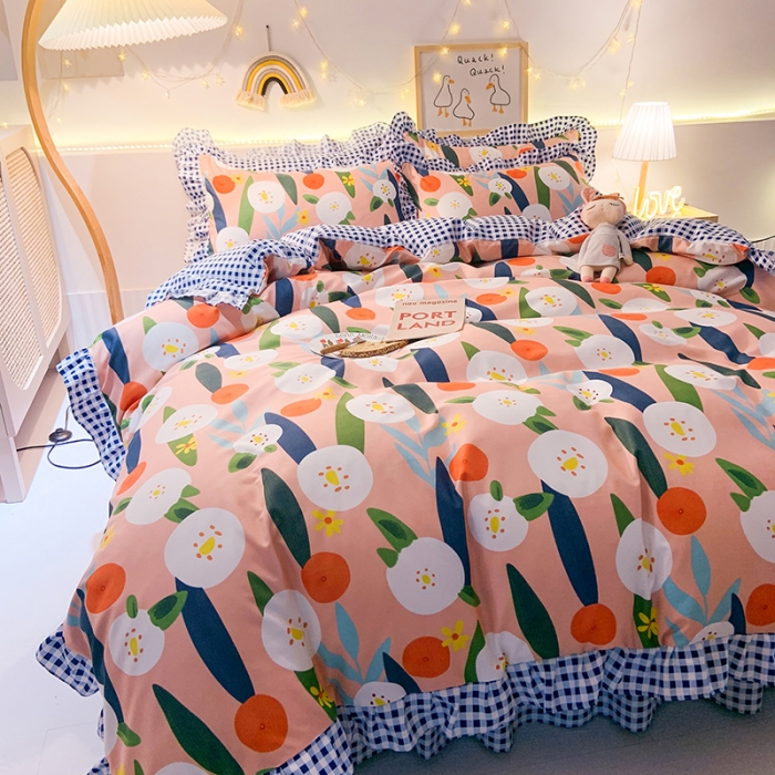 91家纺网 家纺一手货源 找家纺 梦之岛 2020新款加厚磨毛四件套 心花绽放