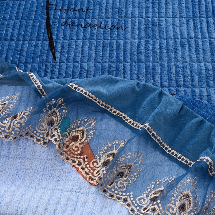 91家纺网 家纺一手货源 找家纺 雨洋家纺 2025新款炕垫水晶绒床盖大炕盖 爱心花-蓝