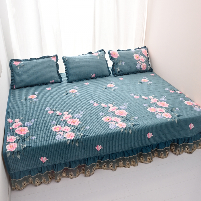 91家纺网 家纺一手货源 找家纺 雨洋家纺 2025新款炕垫水晶绒床盖大炕盖 百花齐放