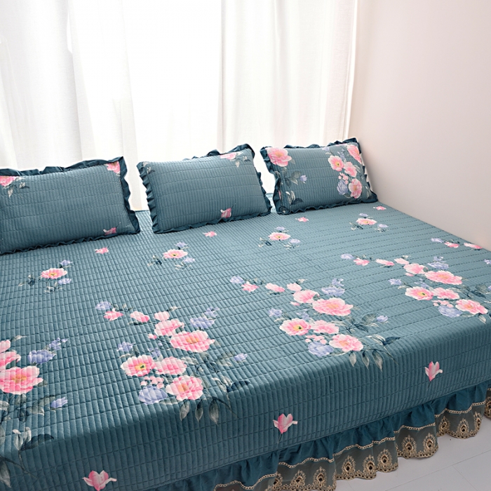 91家纺网 家纺一手货源 找家纺 雨洋家纺 2025新款炕垫水晶绒床盖大炕盖 百花齐放