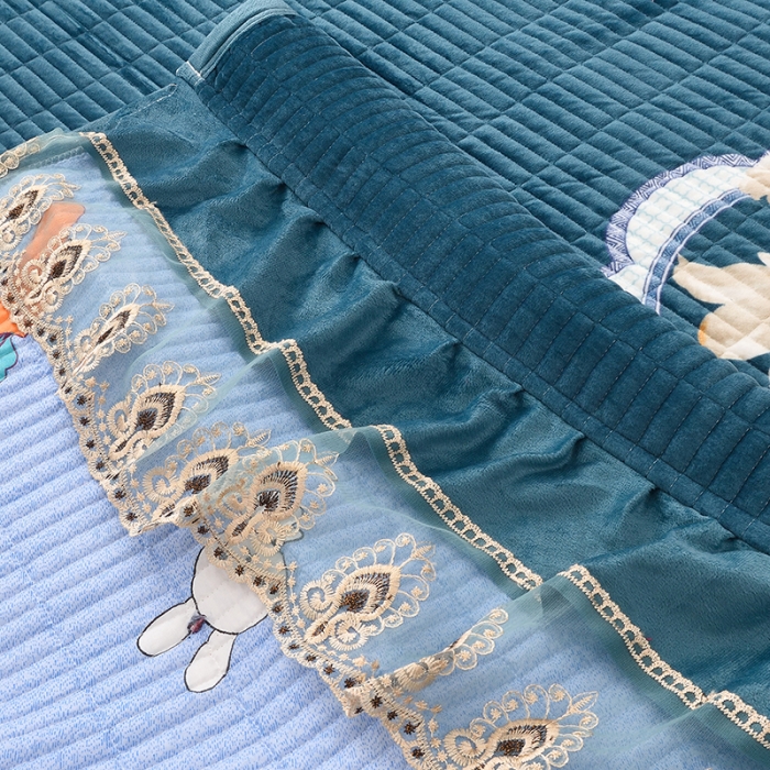 91家纺网 家纺一手货源 找家纺 雨洋家纺 2025新款炕垫水晶绒床盖大炕盖 闭月羞花